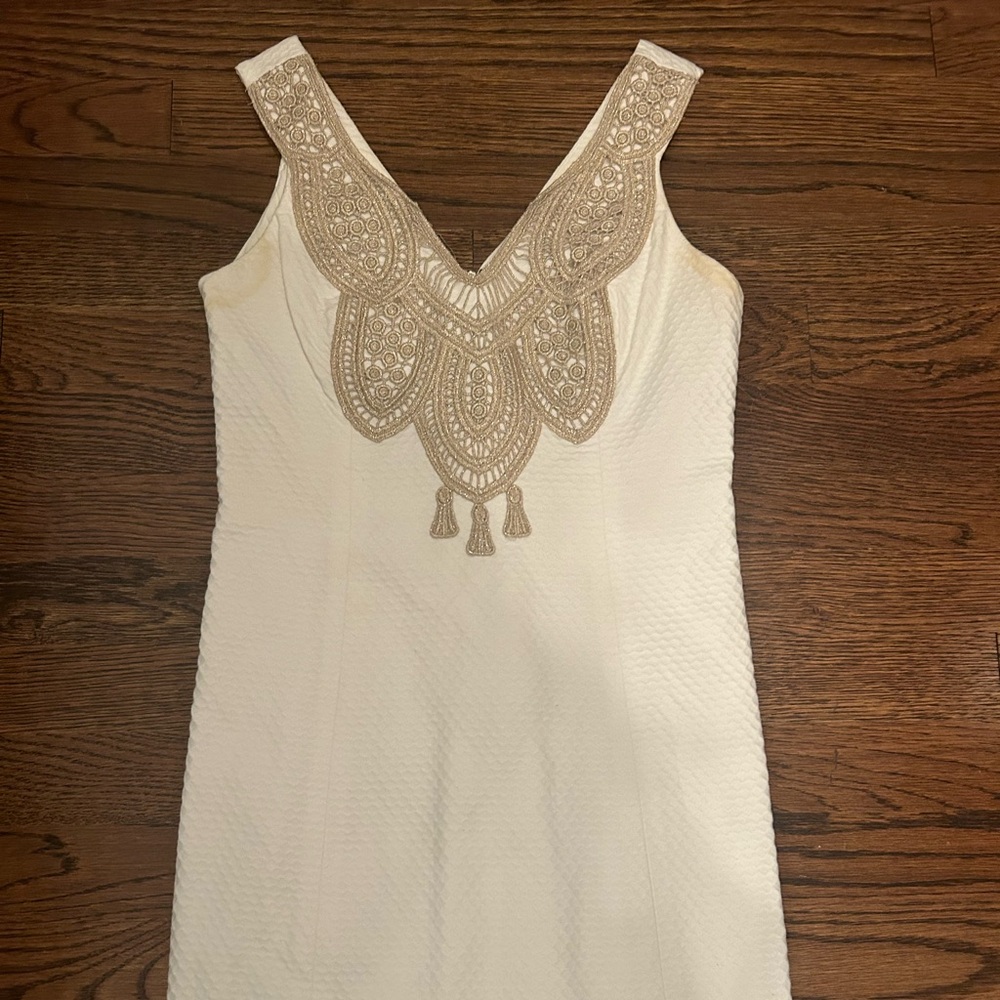 Lilly Pulitzer White and Gold Dress